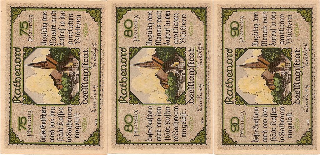 Rathenow-Notgeld-Trio